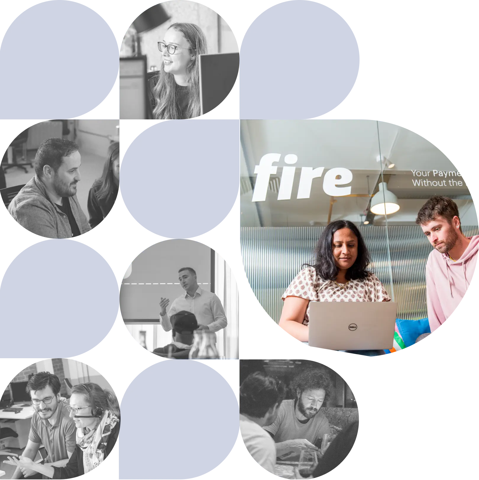 Decorative imagery featuring Fire's colleagues.